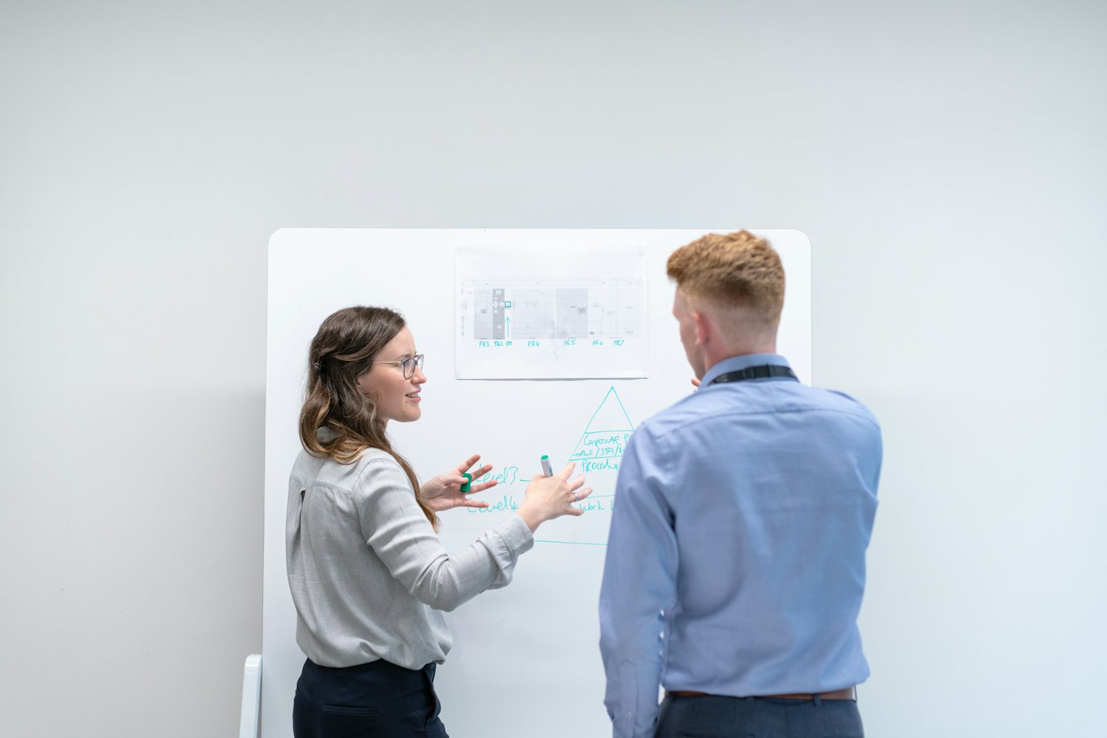 Ingénieurs en séance de travail devant un tableau